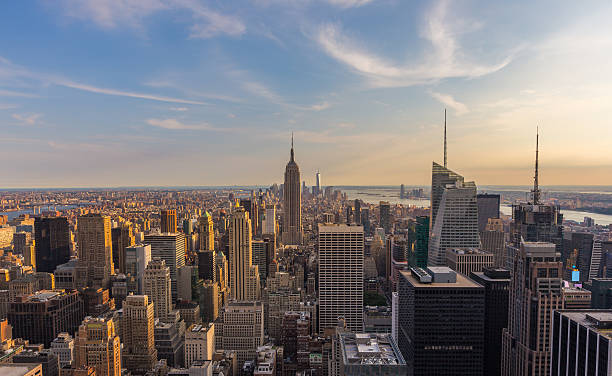 istock New York City downtown skyline at sunset. 488217344