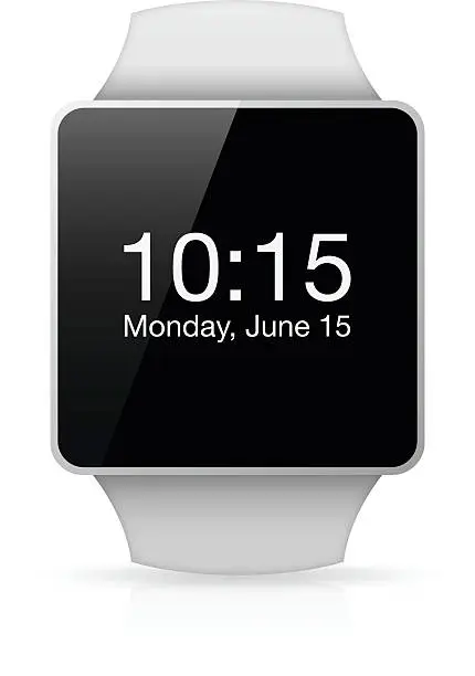 Vector illustration of White Smart watch with date and time