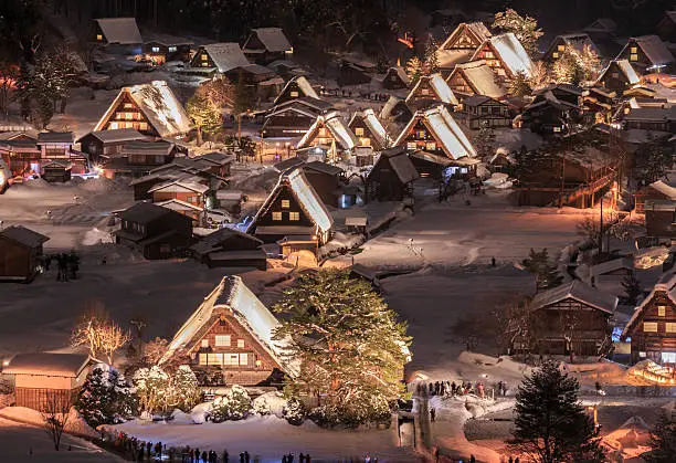 Shirakawago light illuminate in the winter