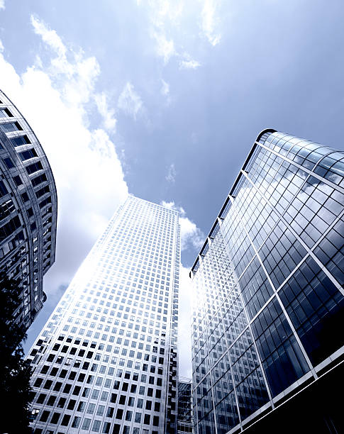 istock Skyscrapers from below, Canary Wharf, London - England 488219827