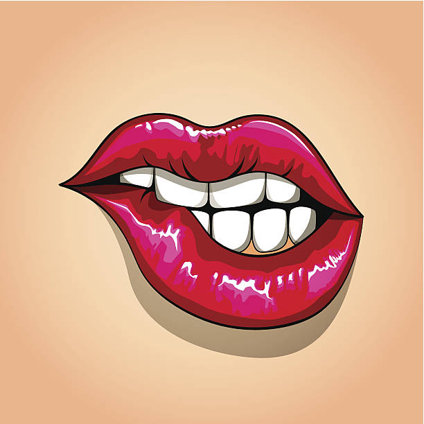 ilustraciones, imágenes clip art, dibujos animados e iconos de stock de labios rojo - women illustration and painting sensuality color image