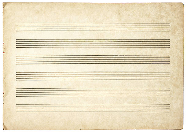 grungy vazia folha de papel de notas musicais - book handwriting letter old imagens e fotografias de stock