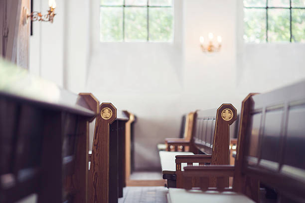 Church benches Two rows of benches in a church pew stock pictures, royalty-free photos & images
