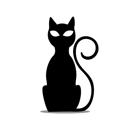 Vector Black Sitting Cat