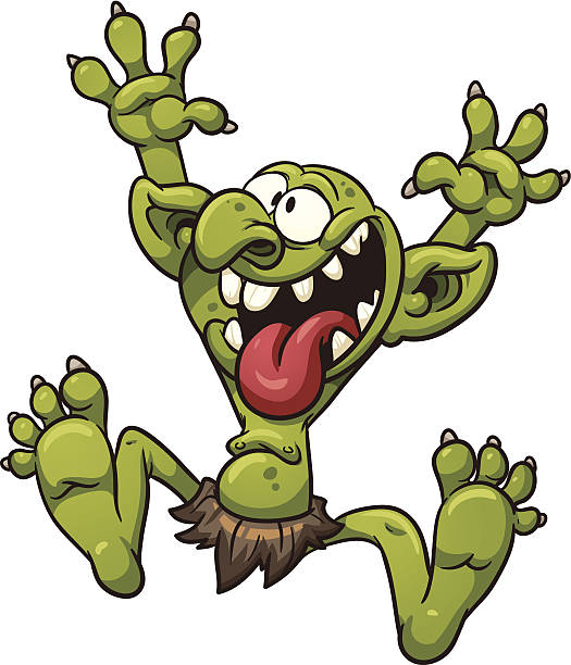 Crazy troll Crazy cartoon troll. Vector clip art illustration with simple gradients. All in a single layer. goblin stock illustrations