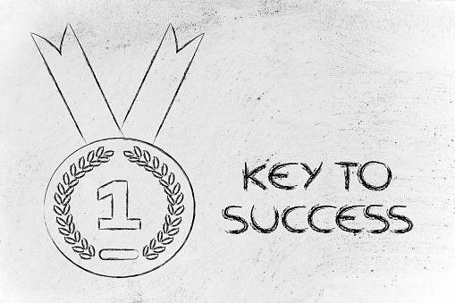 concept of success and being number one, gold medal