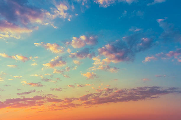 istock Yellow Blue Sunrise Sky With Sunlight 488241359