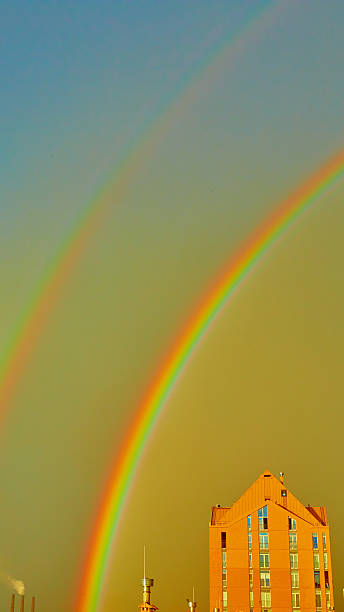 istock Double rainbow over the city 488242816