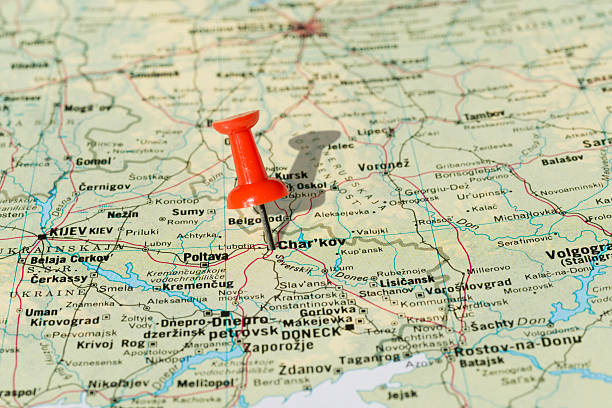 istock Charkov (Kharkiv) Ukraine Marked With Red Pushpin on Map 488242981