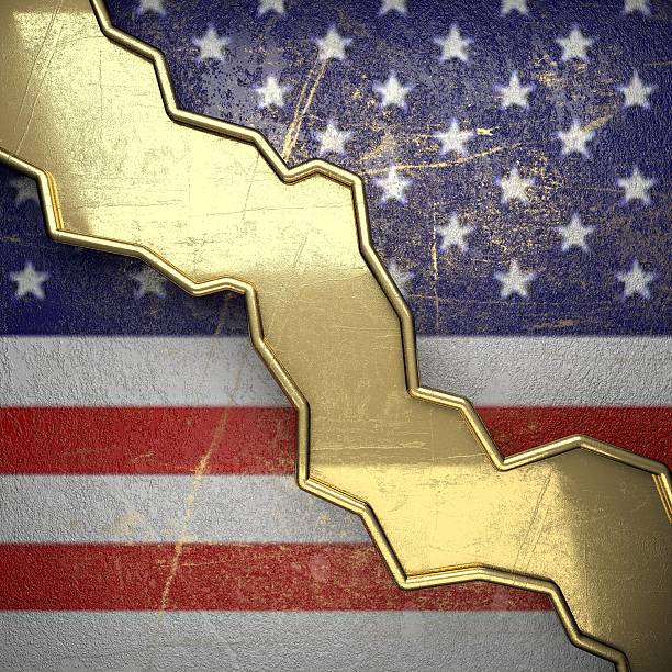 istock golden background painted to US flag 488243098