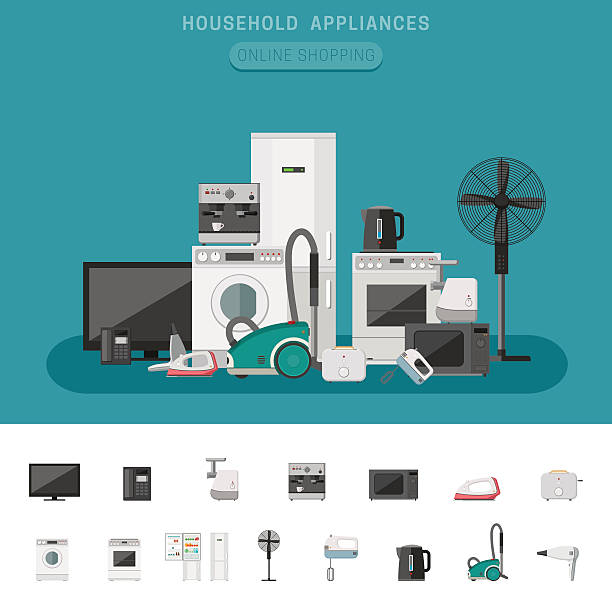 бытовые приборы - computer icon home interior residential structure appliance stock illustrations