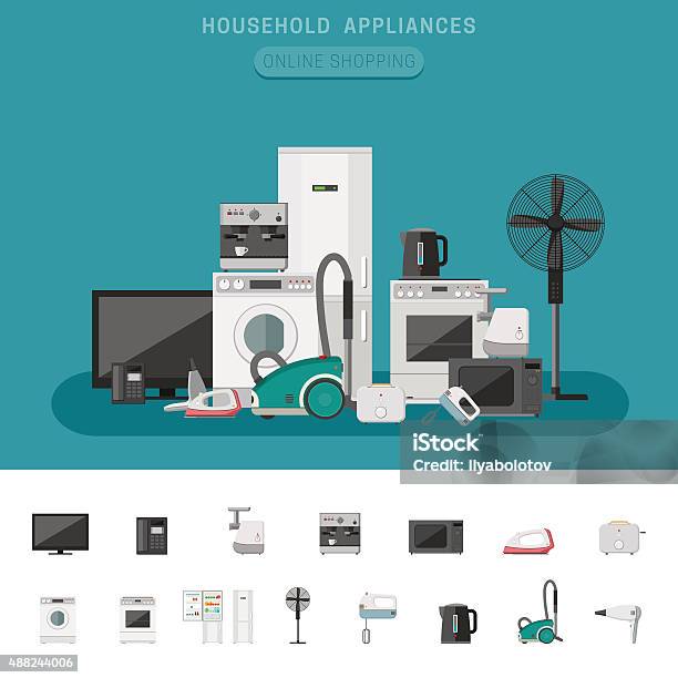 Household Appliance Stock Illustration - Download Image Now - Appliance, Electrical Equipment, Domestic Life