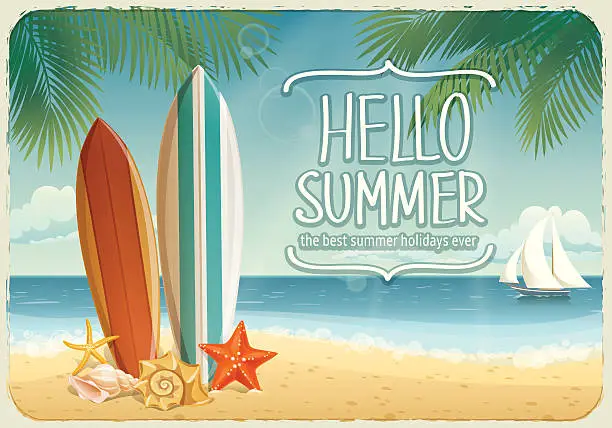 Vector illustration of Vector summer background with holiday elements