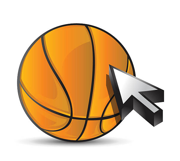istock Basketball ball with cursor arrow - sport shopping 488244582