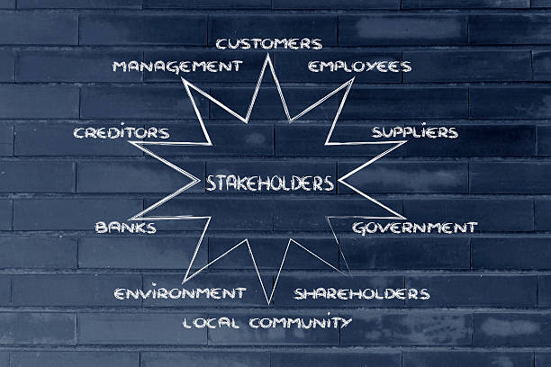 diagrama con los grupos de partes interesadas de negocios - stakeholder fotografías e imágenes de stock