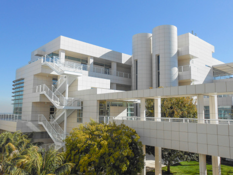 Los Angeles, USA - January 30, 2013: Tourists visiting the Getty Center museum designed by architect Richard Meier in 1997