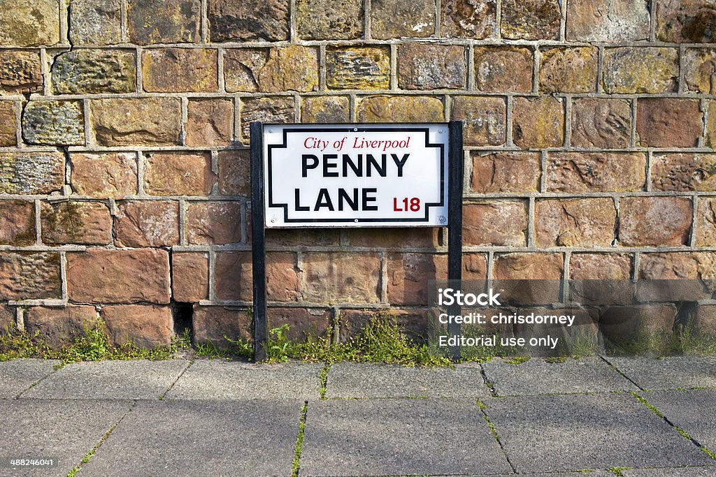 Penny Lane in Liverpool Liverpool, UK - April 16, 2014: Penny Lane in Liverpool.  The street was immortalised in a song by 'The Beatles'. Liverpool - England Stock Photo