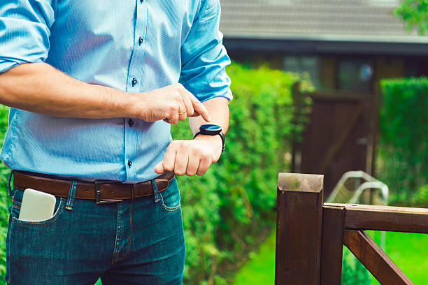 istock Smart watch with touch screen operated by a man 488246232