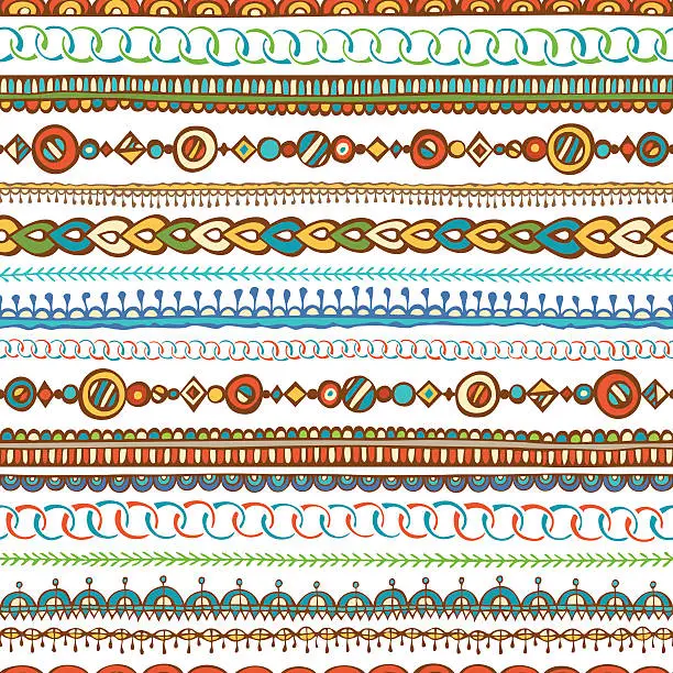 Vector illustration of Seamless hand-drawn ethnic pattern.