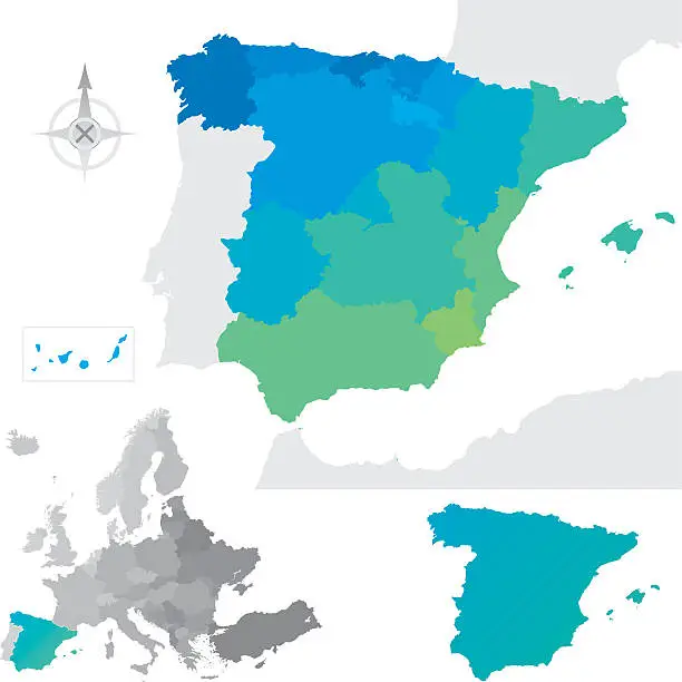 Vector illustration of Provinces and communities of Spain