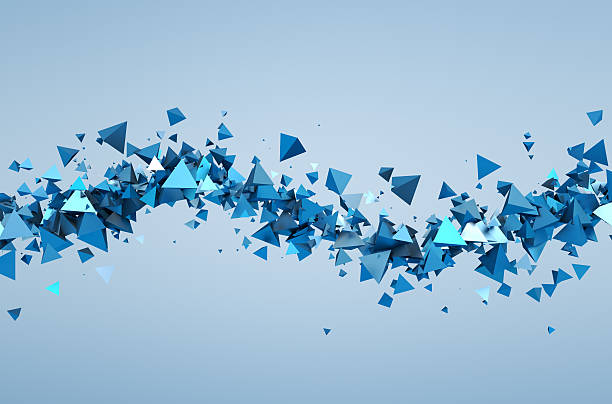 Abstract 3D Rendering of Flying Particles stock photo