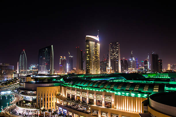 Dubai Mall at night Dubai Mall at night photographed from the Adress dubai mall stock pictures, royalty-free photos & images