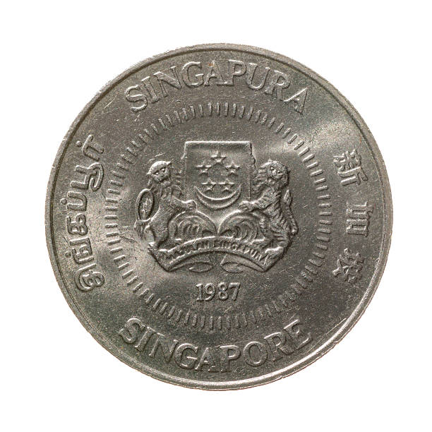 istock coin. Singapore one cent isolated on white background. top view 488250018