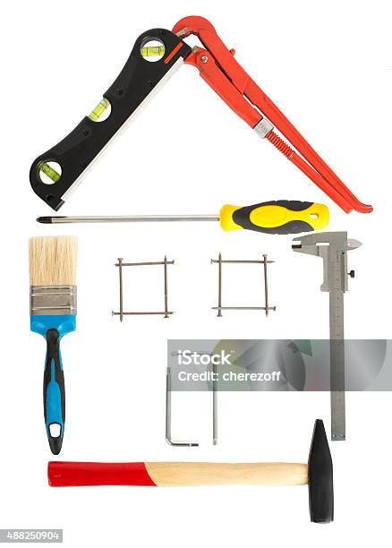 House Made Up From Tools Stock Photo - Download Image Now - 2015, Cut Out, Equipment