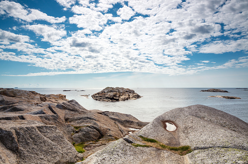 Slope of naked rock and view at Verdens Ende, Tjøme Vestfold, Norway