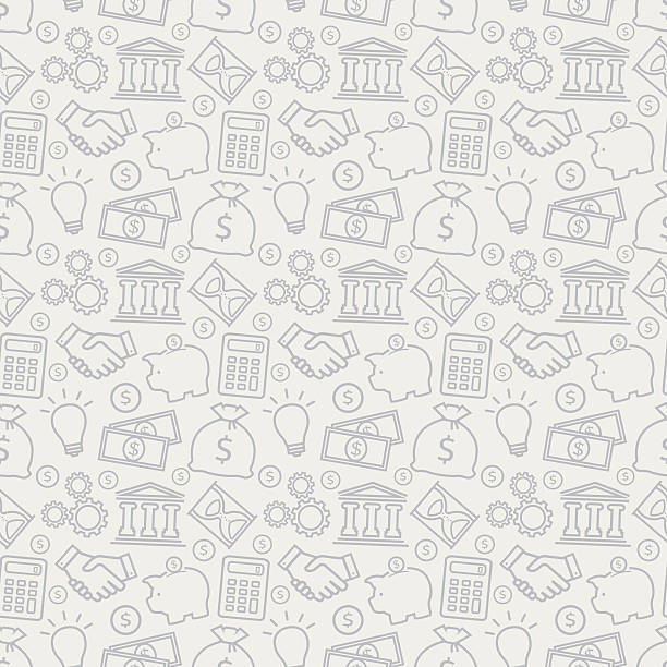 Business seamless pattern. Vector background. Business and finance seamless pattern. Background with line icons for business theme. Vector illustration. finance backgrounds stock illustrations