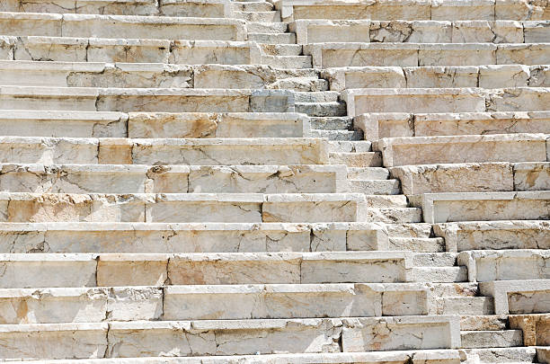 背景の古代の石造りのステアズ、プロブディフ,ブルガリア - old ancient architecture backdrop ストックフォトと画像