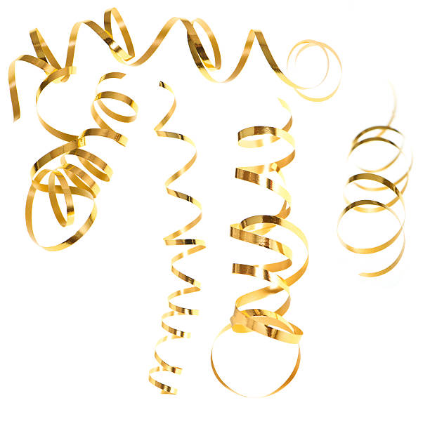istock golden streamers on white background 488259959
