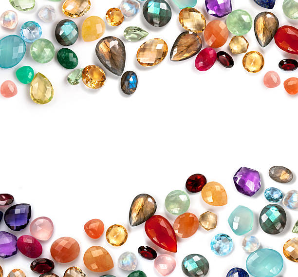 istock Bright real gems collection on the white background. 488262371