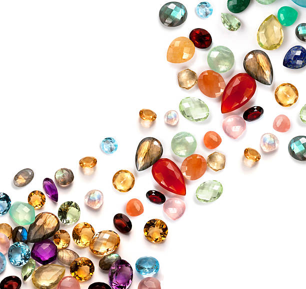 istock Bright real gems collection on the white background. 488263855