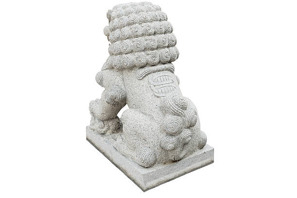 istock Chinese Imperial Lion Statue, Isolated on white background 488265633