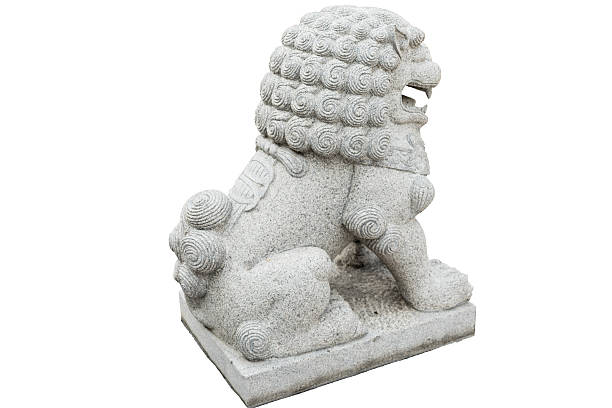 istock Chinese Imperial Lion Statue, Isolated on white background 488265661