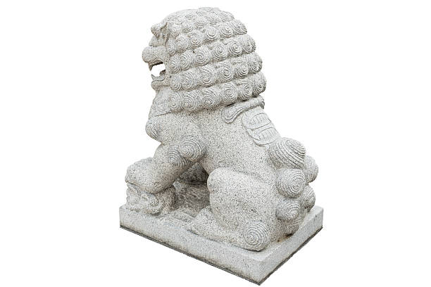 istock Chinese Imperial Lion Statue, Isolated on white background 488265743