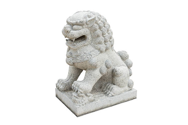 istock Chinese Imperial Lion Statue, Isolated on white background 488265915