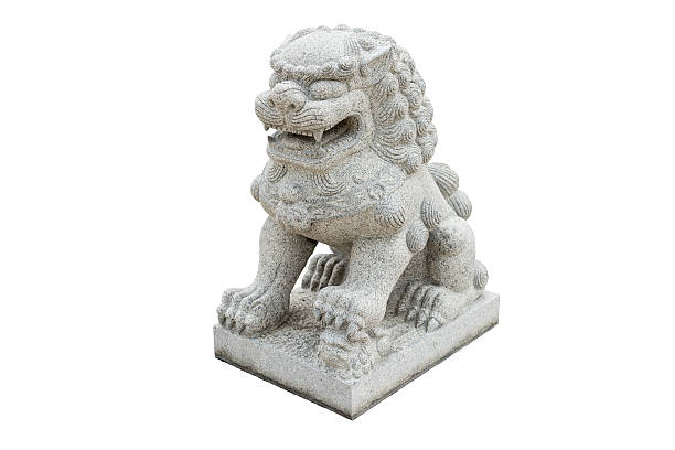 istock Chinese Imperial Lion Statue, Isolated on white background 488265927