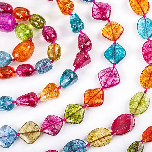 assorted glass beads, on white