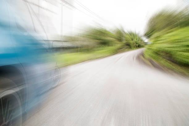 istock sport car on the road, motion blur  background. 488270564