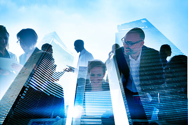 istock Business People Silhouette Transparent Building Concept 488271696