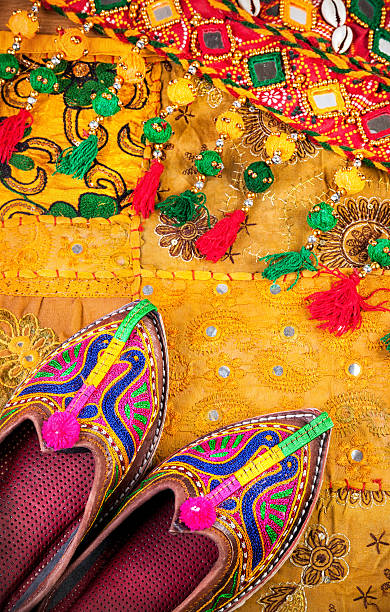 Ethnic Rajasthan shoes and belt stock photo