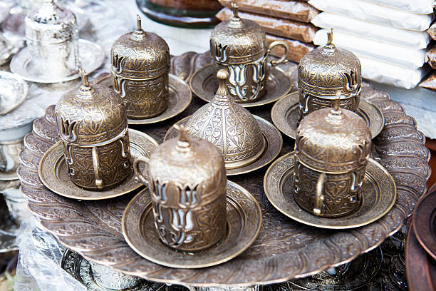 istock Traditional turkish coffee,  authentic oriental set 488276179