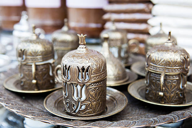 istock Turkish cafe set with tulip motif 488276183