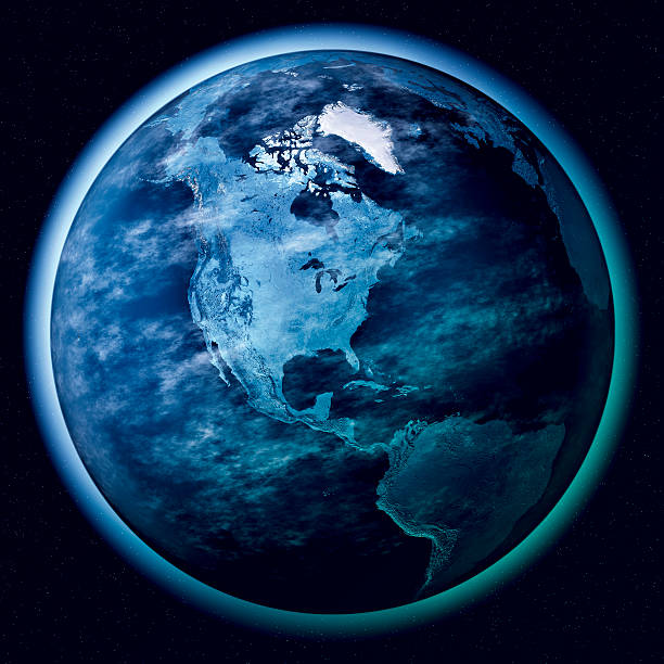 3D Render of an accurate Planet Earth showing North America. View from Space with Atmosphere Effect. Very high resolution available! High quality relief structure! Created in Adobe Photoshop and Cinema 4D on April 25, 2014.