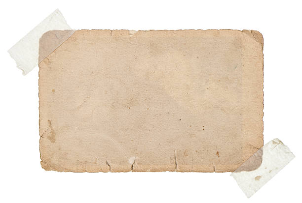 istock old grungy paper card with tape isolated on white 488276431