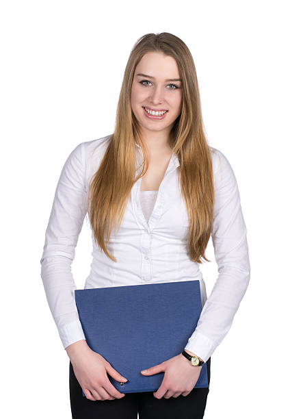 istock Young woman holds a file 488277203