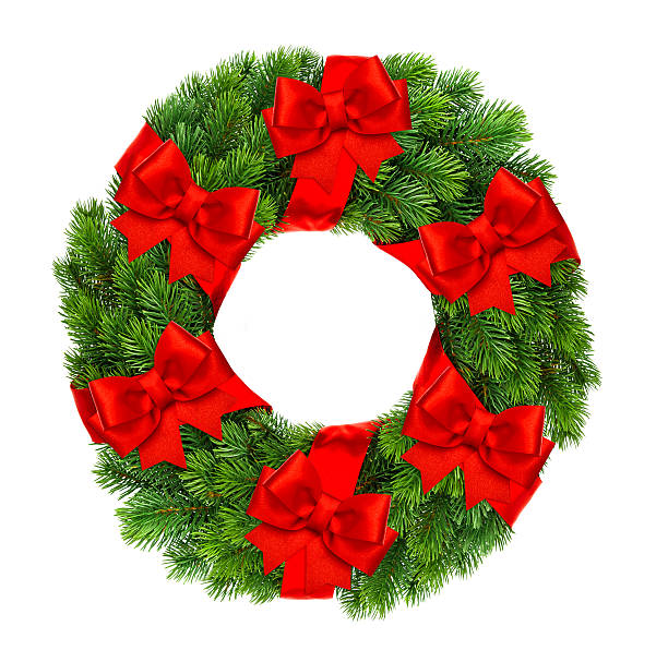 istock christmas decoration wreath with red ribbon bow 488277285