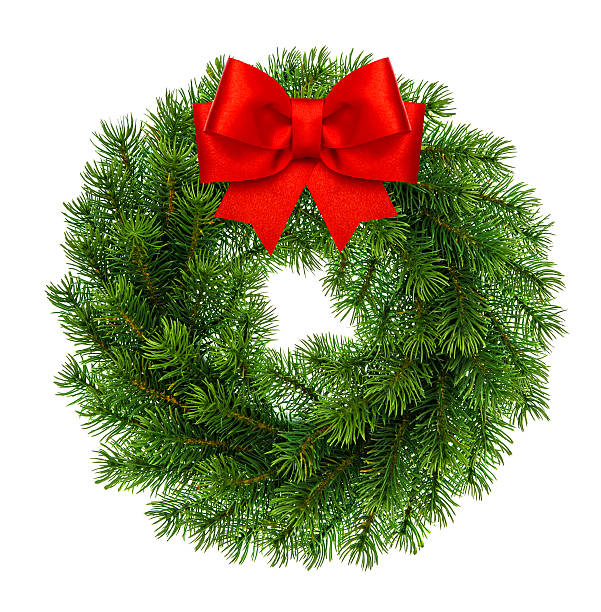istock christmas decoration evergreen wreath wit red ribbon bow 488277321